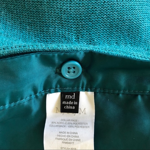 CAbi #3018 Tearoom Teal Cardigan with Faux Fur - Picture 6 of 8